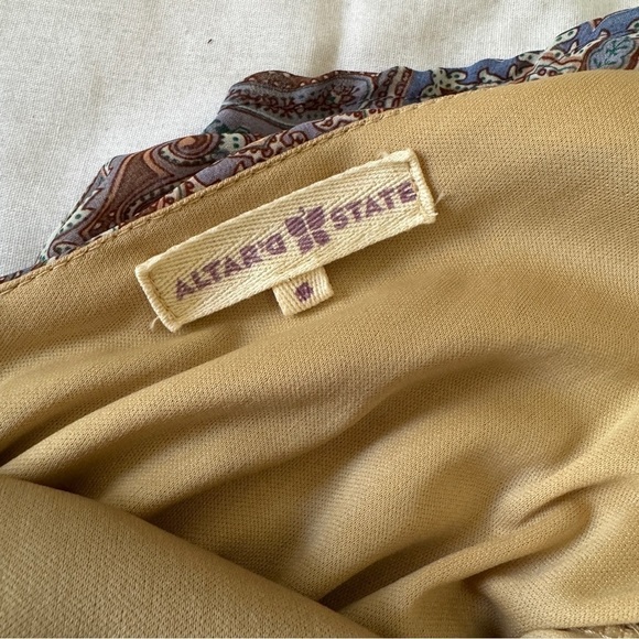 Altar’d State Small Maxi Dress ~ Geometric Ruffle Spaghetti Straps BOHO Party - Picture 6 of 6